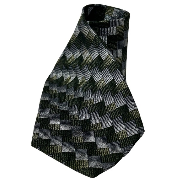 Ermenegildo Zegna Luxury Necktie Tie Vintage 100% Silk Ombre Cubed Pattern EUC - Picture 3 of 10